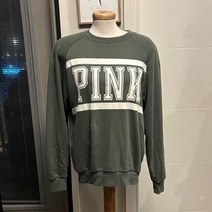 PINK Victoria's Secret Dusty Green Oversized Crewneck Sweater